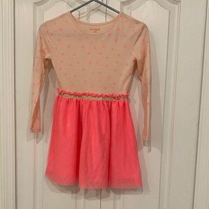 Cat & Jack Cream and Pink Heart Dress sz 7/8